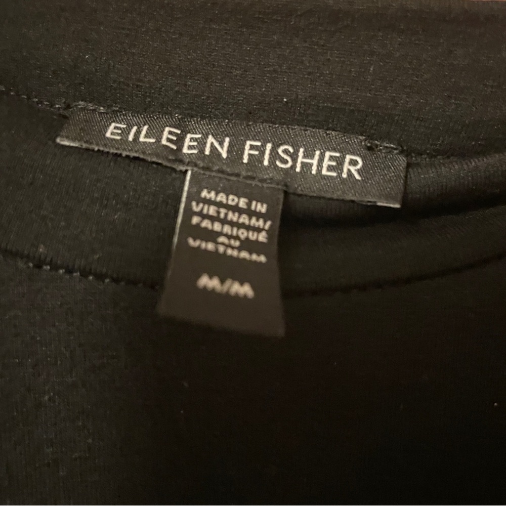 Eileen Fisher Black Lyocell Blend Drop Waist Sleeveless Dress M - Picture 2 of 9